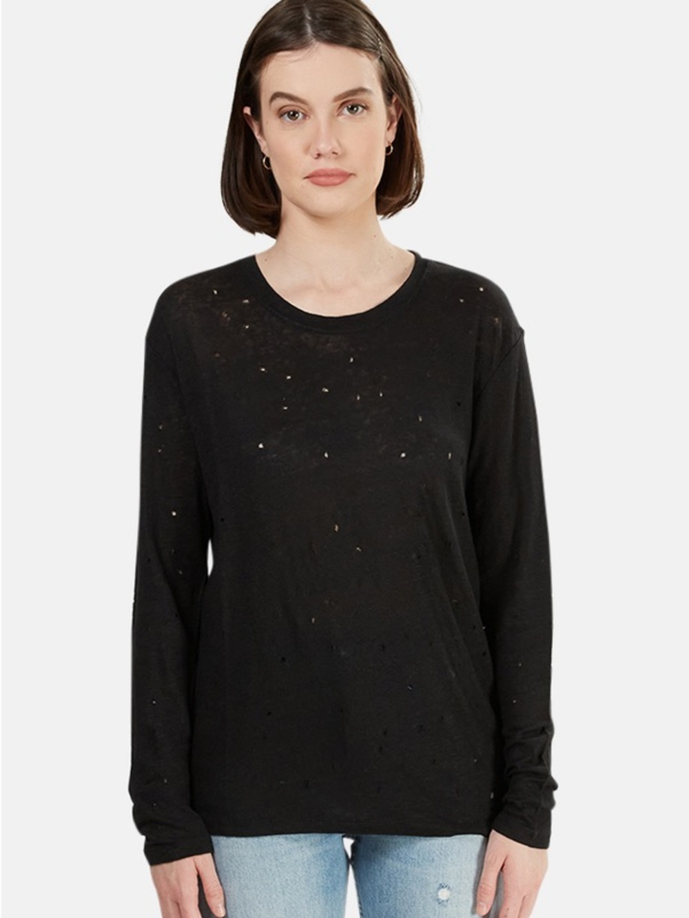 IRO Made in Portual Black Linen Marvina T-Shirt Relaxed Fit size XS